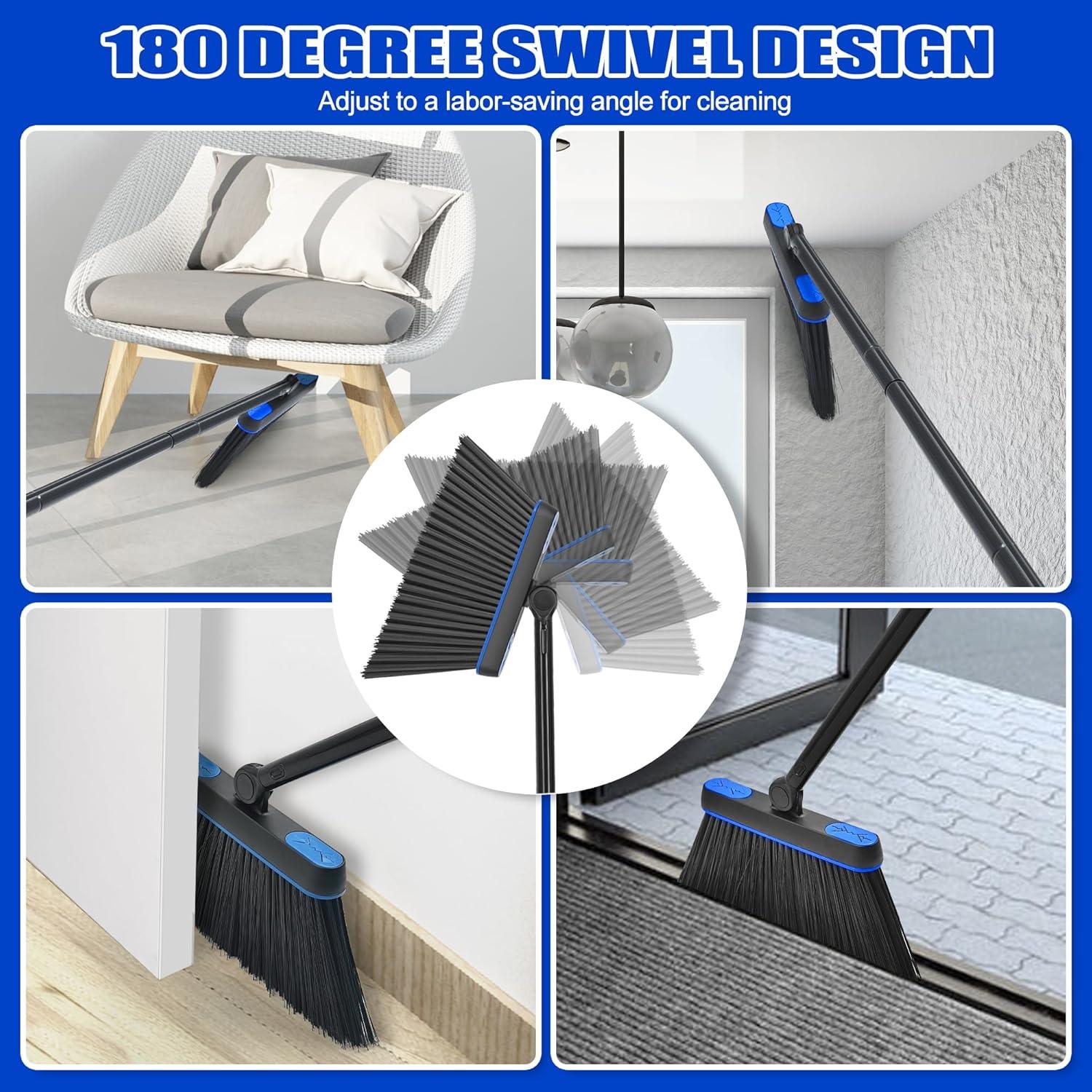 JEHONN Besen Kehrschaufel Set Langem Stiel 136cm Drehbar