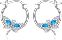 925 Sterling Silber Libelle Ohrringe Blauer Kristall Geschenke