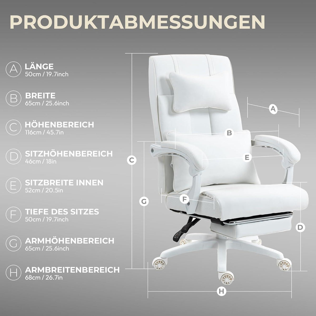 Ergonomischer Bürostuhl mit Fußstütze und