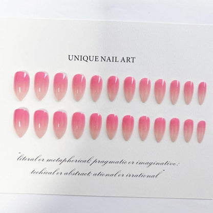 24 Gradient Pink Nägel Kurz Aufkleben Fake Einfarbig Oval Mittel Frauen