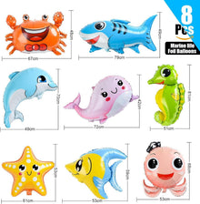 8er Set Meerestiere Folienballon, XXL Fisch