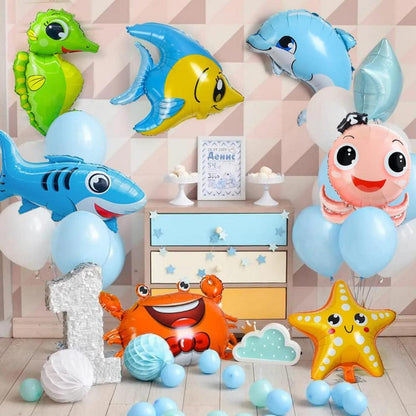 8 Stück Meerestiere Folienballon Set für Kindergeburtstag & Partydekoration