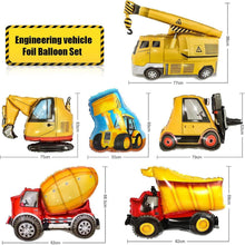 6er Set Bagger Konstruktion Folienballons für Party