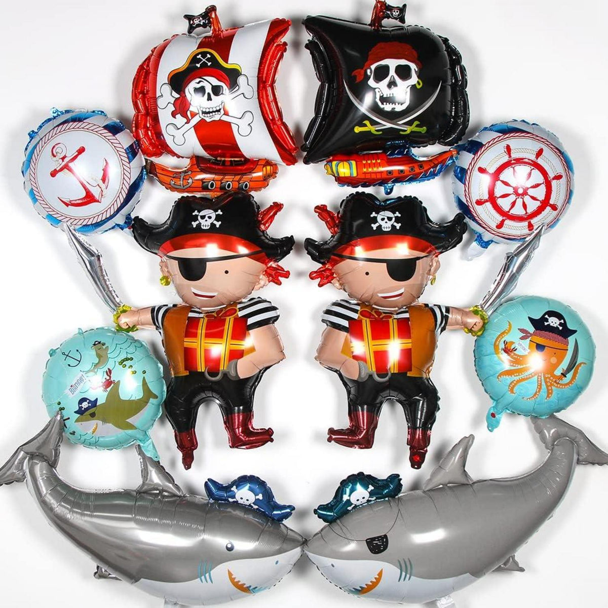 Piraten Luftballons Set - Piratenschiff Haifisch Party Deko