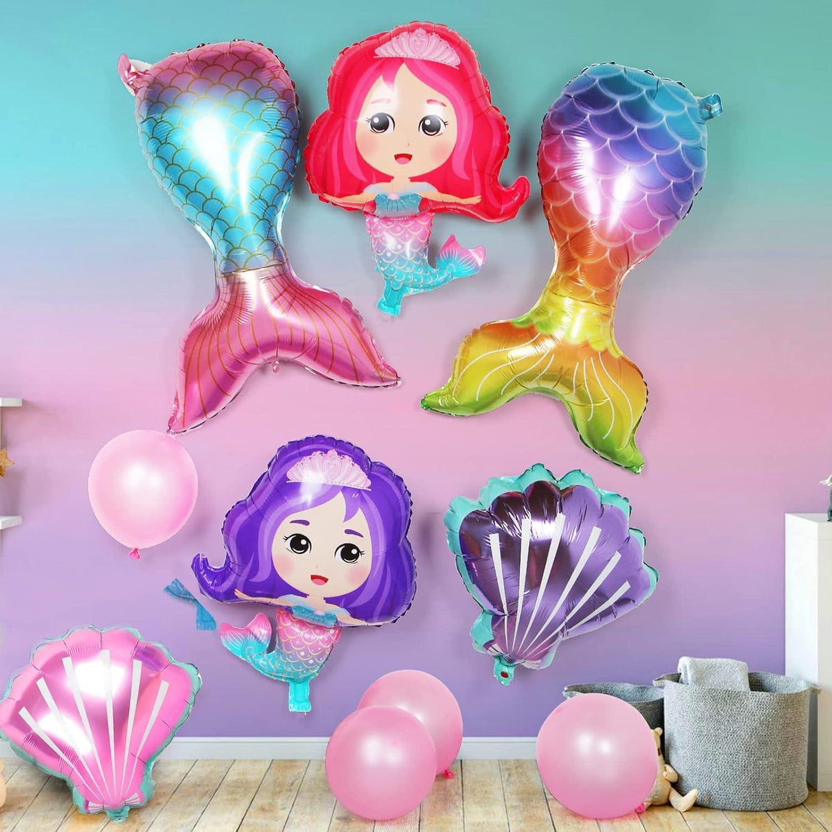 6er Set Meerjungfrau Schwanz Luftballons XXL für Party Dekoration
