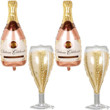 Champagner Folienballon Wein Sektflasche Weinglas Helium Ballon