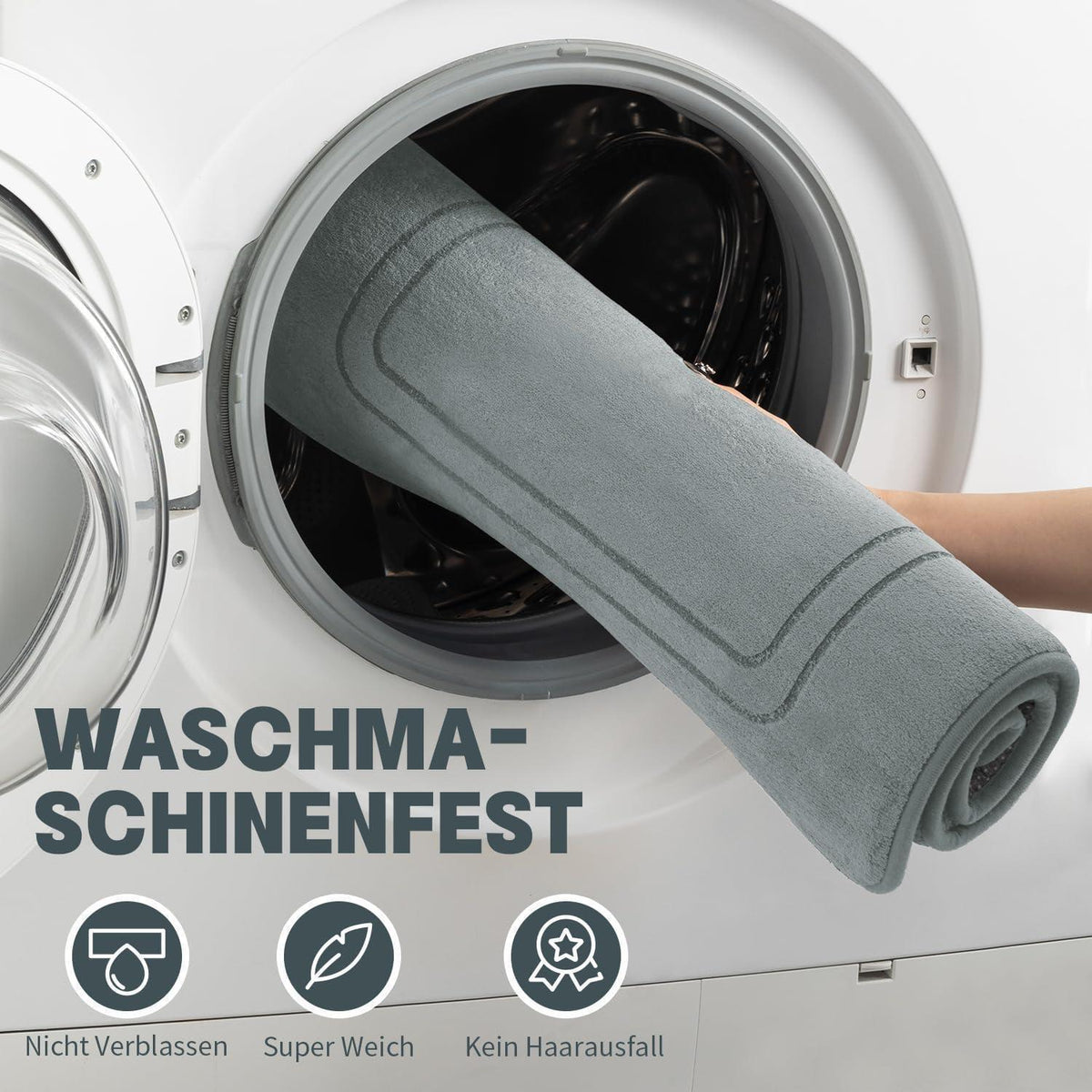 3-teiliges Badezimmerteppich Set Grau – Weiche Memory Foam Matten