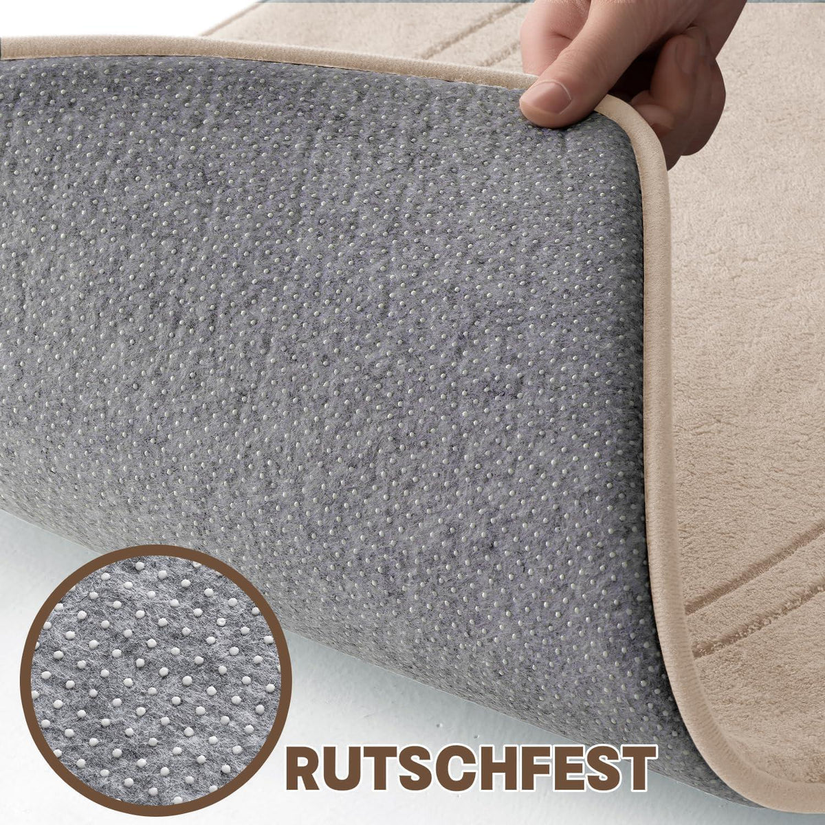 5-teiliges Badezimmerteppich Set Beige – Weiche Memory Foam