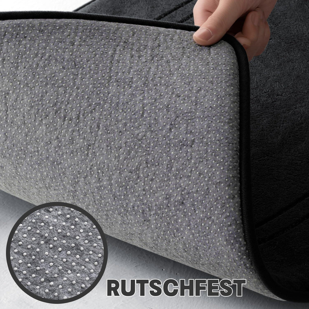 5-teiliges Badezimmerteppich Set Schwarz – Weiche Memory-Schaum Badematten