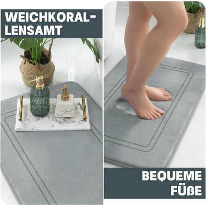 5-teiliges Badezimmerteppich Set Grau – Weiche Memory Foam Matten