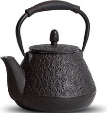 Gusseisen Teekanne japanisches Kirschblütenmuster 950ml Schwarz