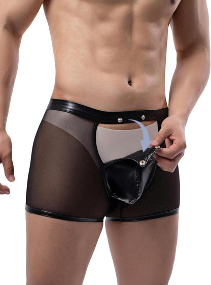 Transparente Mesh Wetlook Boxershorts für Herren Sissy Erotik Kleidung