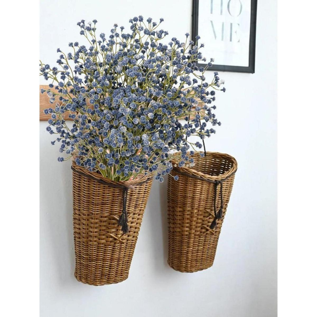 10x Künstliches Schleierkraut Blau - Deko Blumenstrauß 60cm