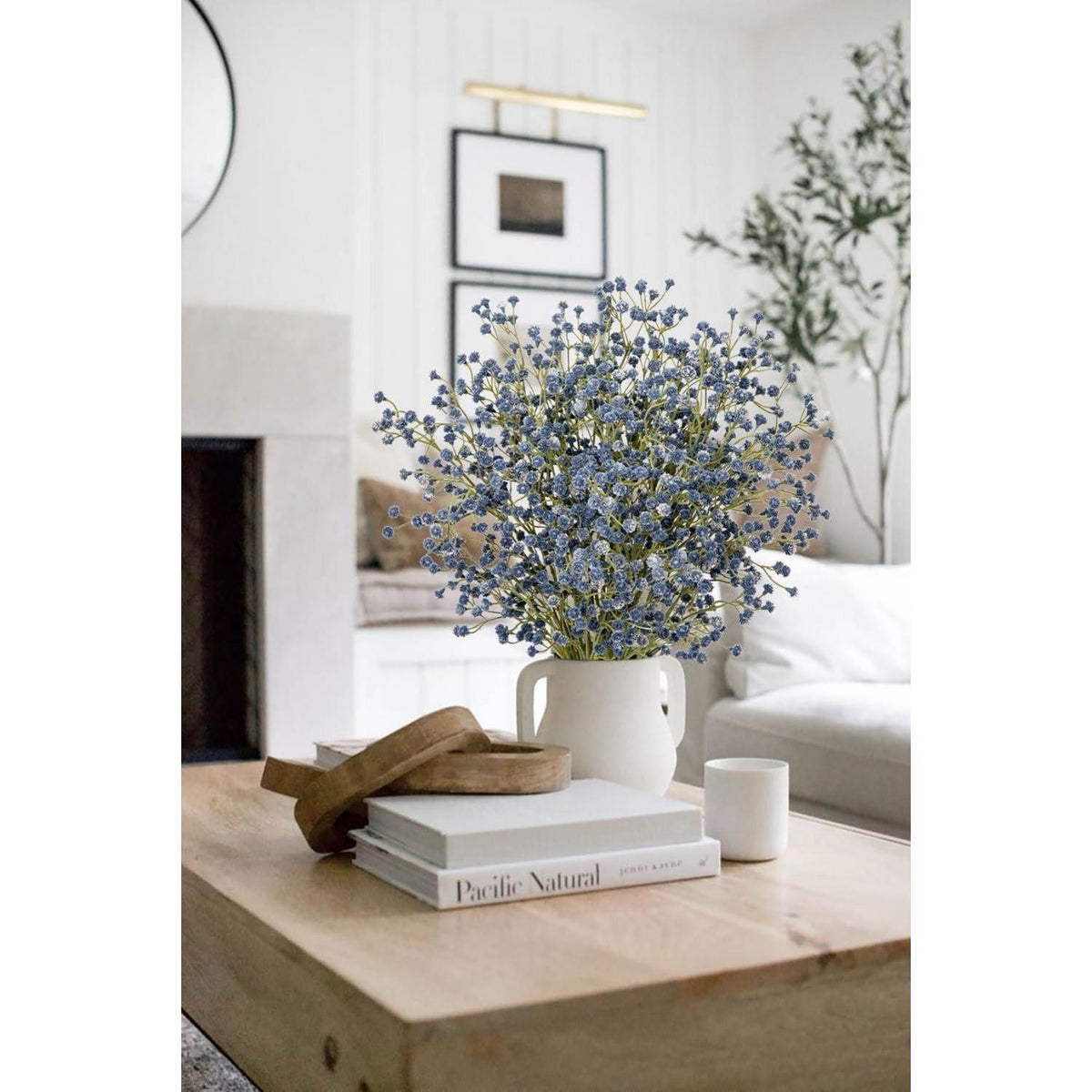 10x Künstliches Schleierkraut Blau - Deko Blumenstrauß 60cm