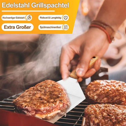 Grillspachtel Set Edelstahl mit Holzgriff – 2er Set