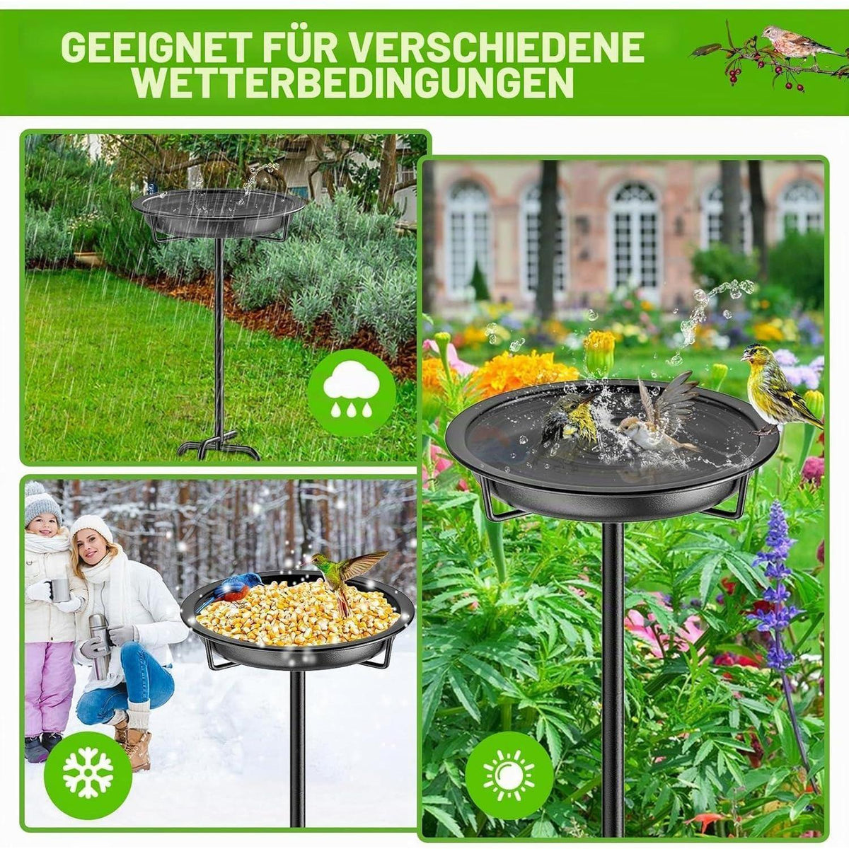 Vogeltränke Stehend – Metall Vogelbad für Garten & Balkon