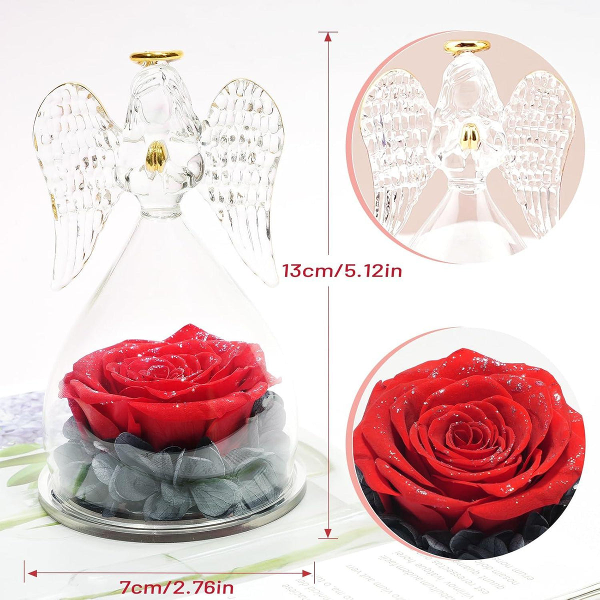 Ewige Rose Engel Figur Geschenkbox Rot für Frauen