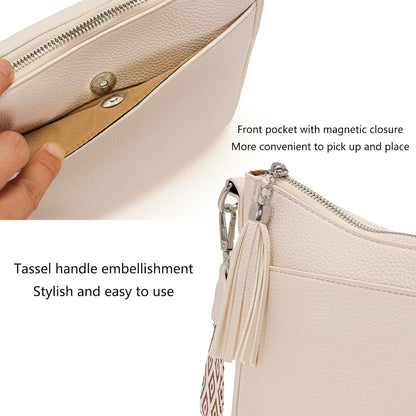 Handtasche Damen Mittelgroß Umhängetasche Klein Beige RFID Blockierung