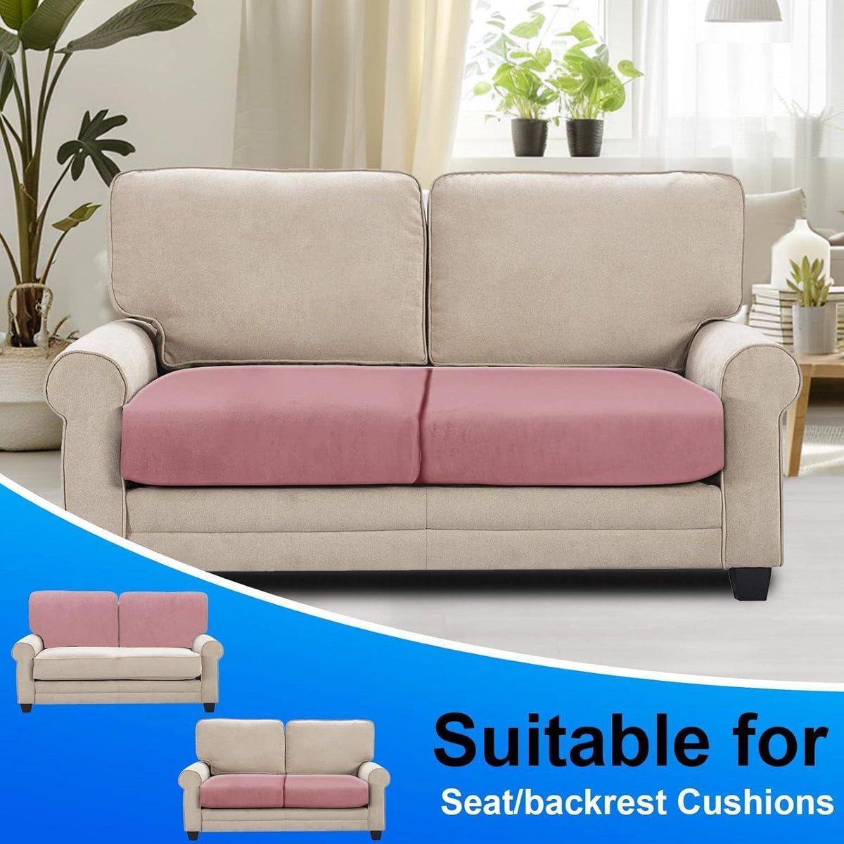 Samt Sofaüberzug Stretch – Rosa, 1-Sitzer*2