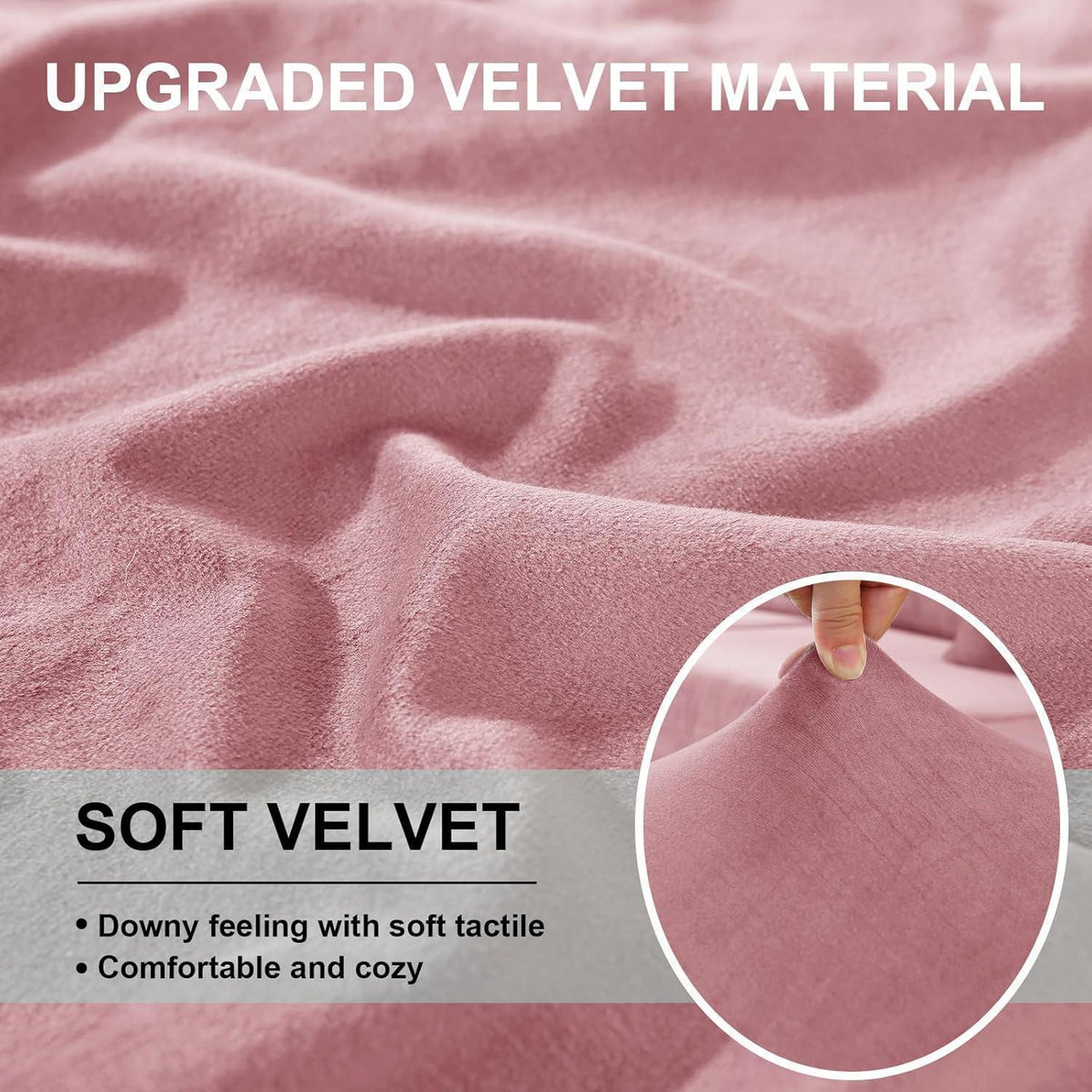 Samt Sofaüberzug Stretch – Rosa, 1-Sitzer*2