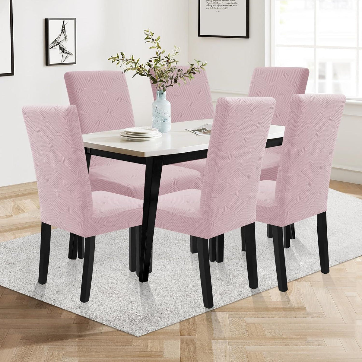 Stuhlhussen Stretch 2er Set Rosa – Abnehmbar & Waschbar
