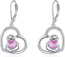 925 Sterling Silber Ohrringe Rote Pilz Heart Dangle Frauen Mädchen