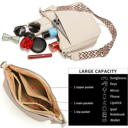 Kleine Damen Umhängetasche Crossbody Bag Veganes Leder Beige