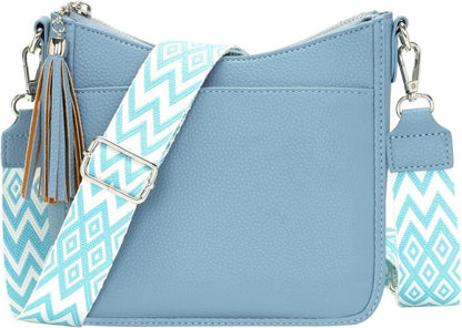 Damen Umhängetasche Crossbody Handtasche Himmelblau