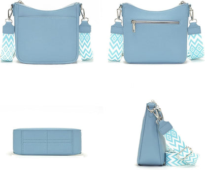 YISUOHOOM Damen Handtasche Crossbody Umhängetasche Mehrere Fächer Blau
