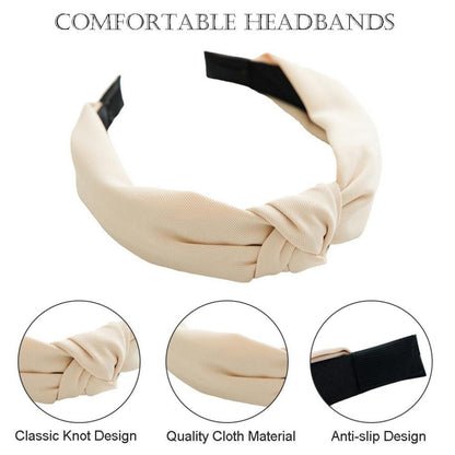 XECCUS Haarreif 3 Stück Damen Mädchen Stirnband Breit Beige