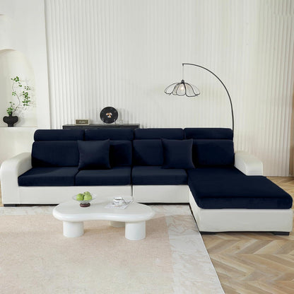 Samt Sofaüberzug Stretch Dunkel Blau – Rutschfest & Waschbar