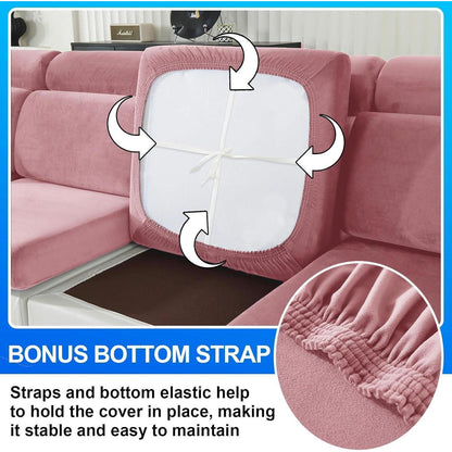 Samt Sofaüberzug Stretch Rosa – Rutschfest & Waschbar