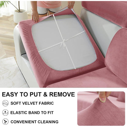 Samt Sofaüberzug Stretch Rosa – Rutschfest & Waschbar