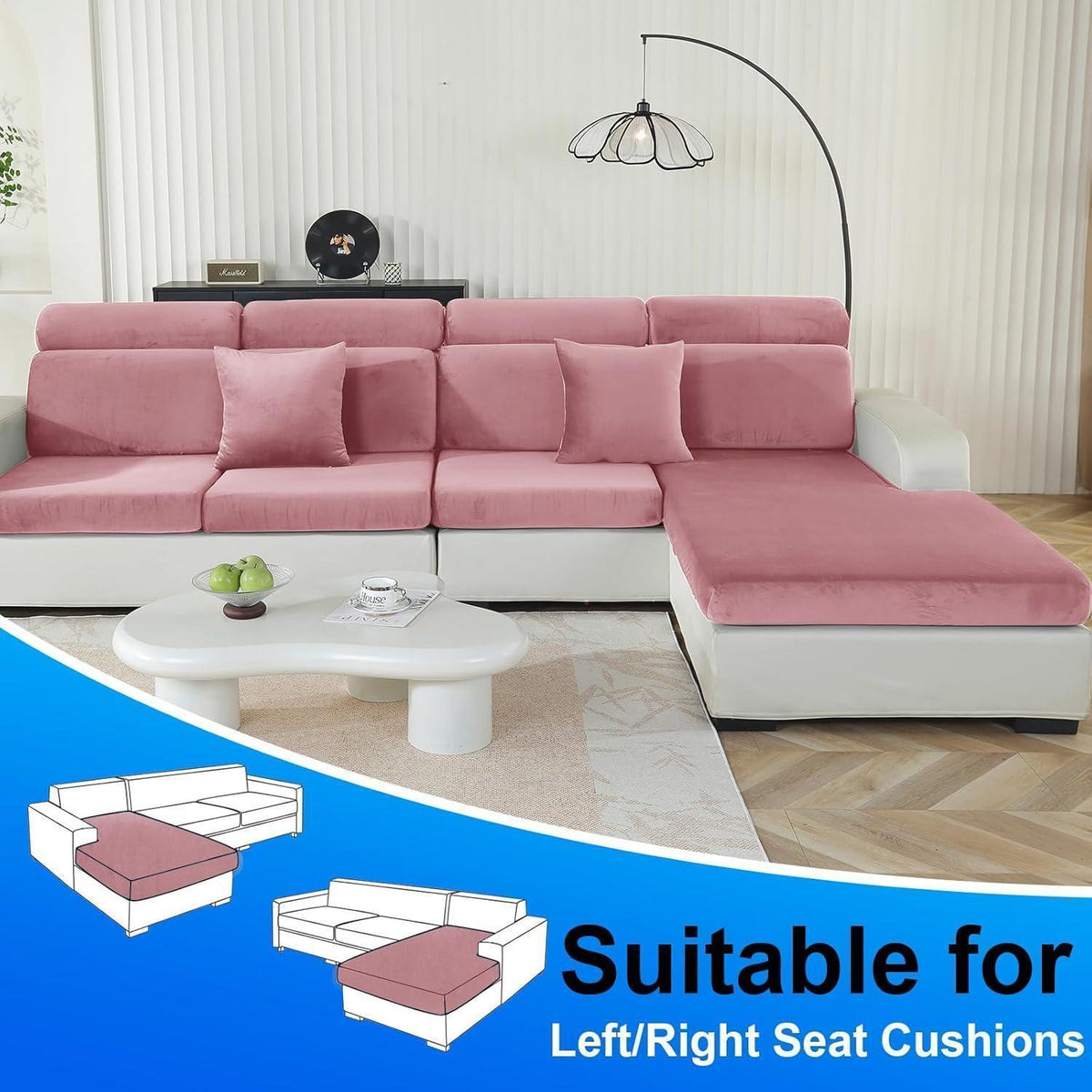Samt Sofaüberzug Stretch Rosa – Rutschfest & Waschbar