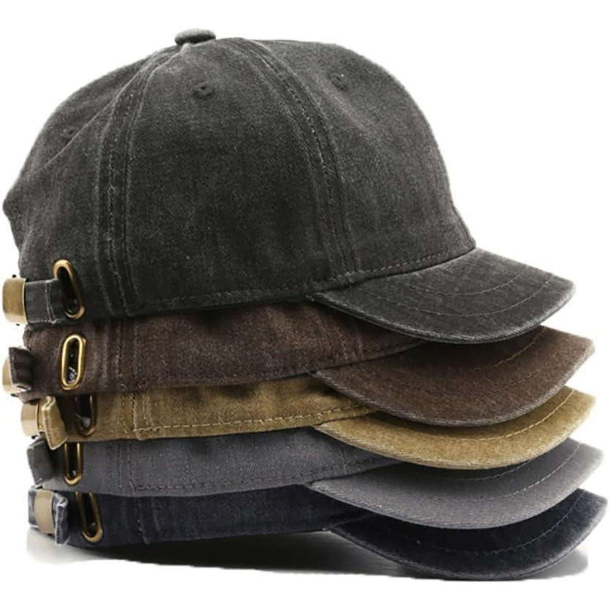 Baseballkappe Unisex Denim mit kurzer Krempe – Braun