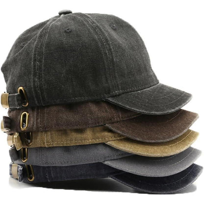 Baseballkappe Unisex Denim mit kurzer Krempe – Braun
