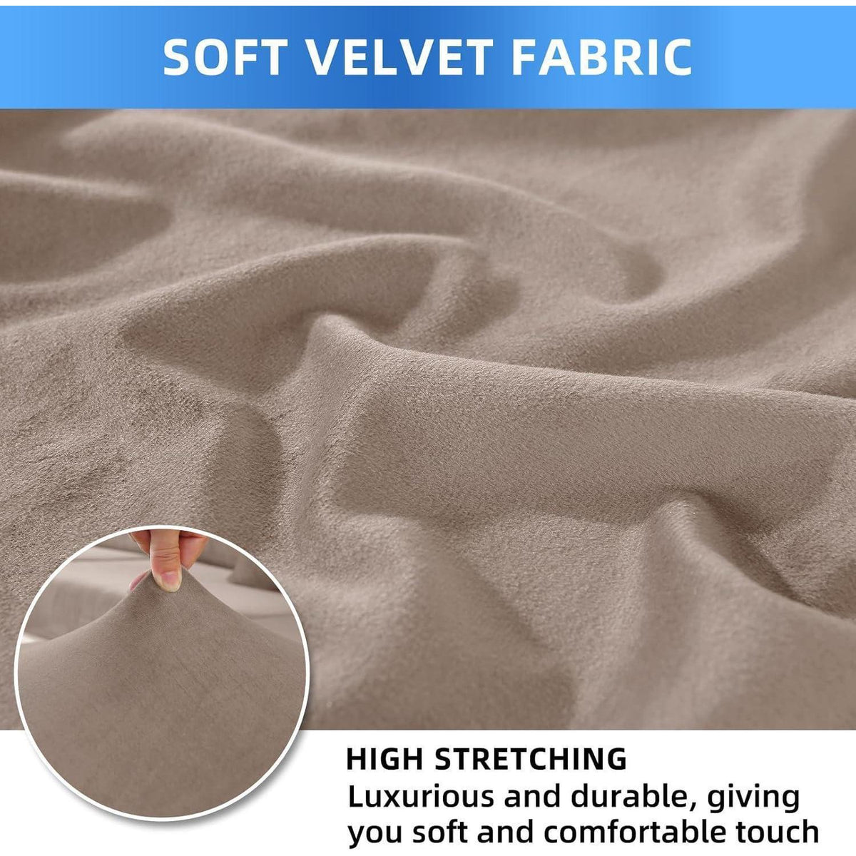 Samt Stuhlhussen 6er Set – Stretch & Waschbar Khaki