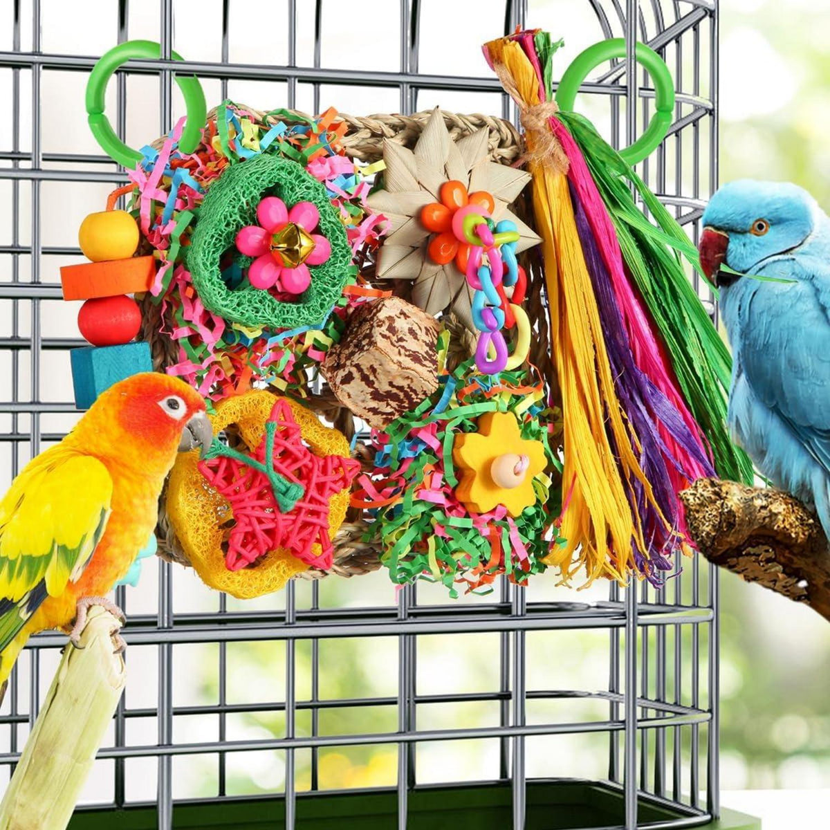 YIXUND Vogelspielzeug für Sittiche und Papageien - Futtersuchspielplatz mit Kletterwand