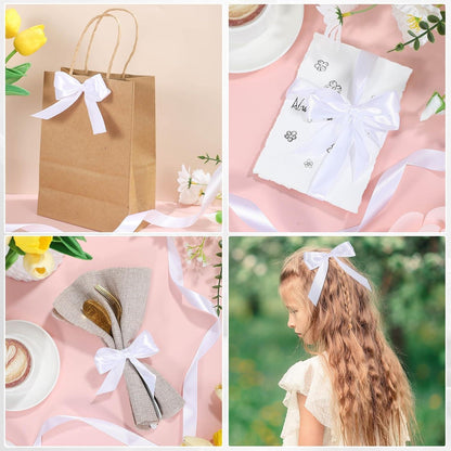50m Satinband Weiß 20mm Dekoband für Geschenkverpackung Hochzeit Taufe