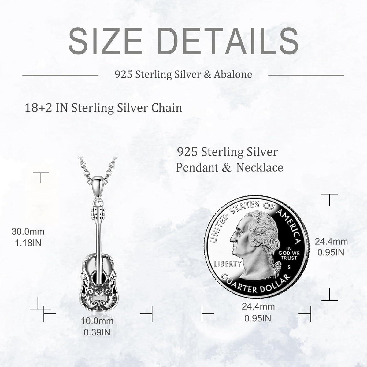 925 Sterling Silber Gitarre Halskette Gitarrenspieler Anhänger