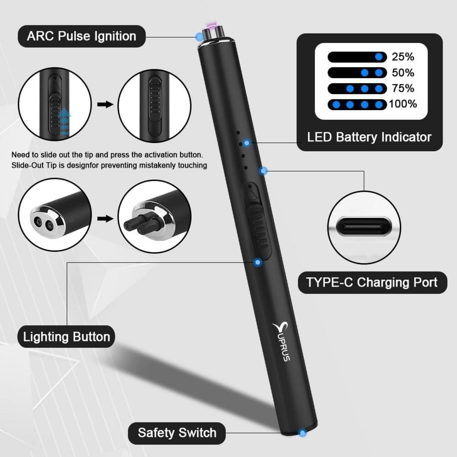 Elektrisches Feuerzeug USB-C Arc Flammenlos Wiederaufladbar