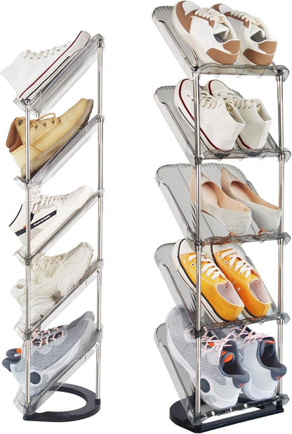 Schuhregal mit 5 Ebenen Platzsparend Schräg Schuhablage Schuhschrank