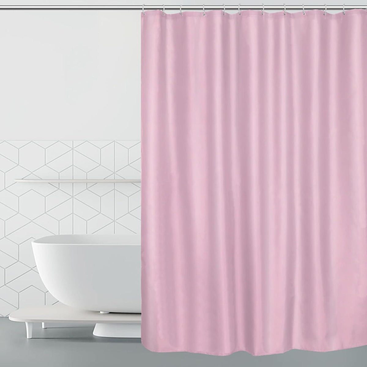 Wasserdichter Duschvorhang 180x200cm, Schnelltrocknend, Weiß (Rosa)