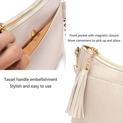 SOGYECS Kleine Damen Handtasche Crossbody Umhängetasche Handytasche Beige