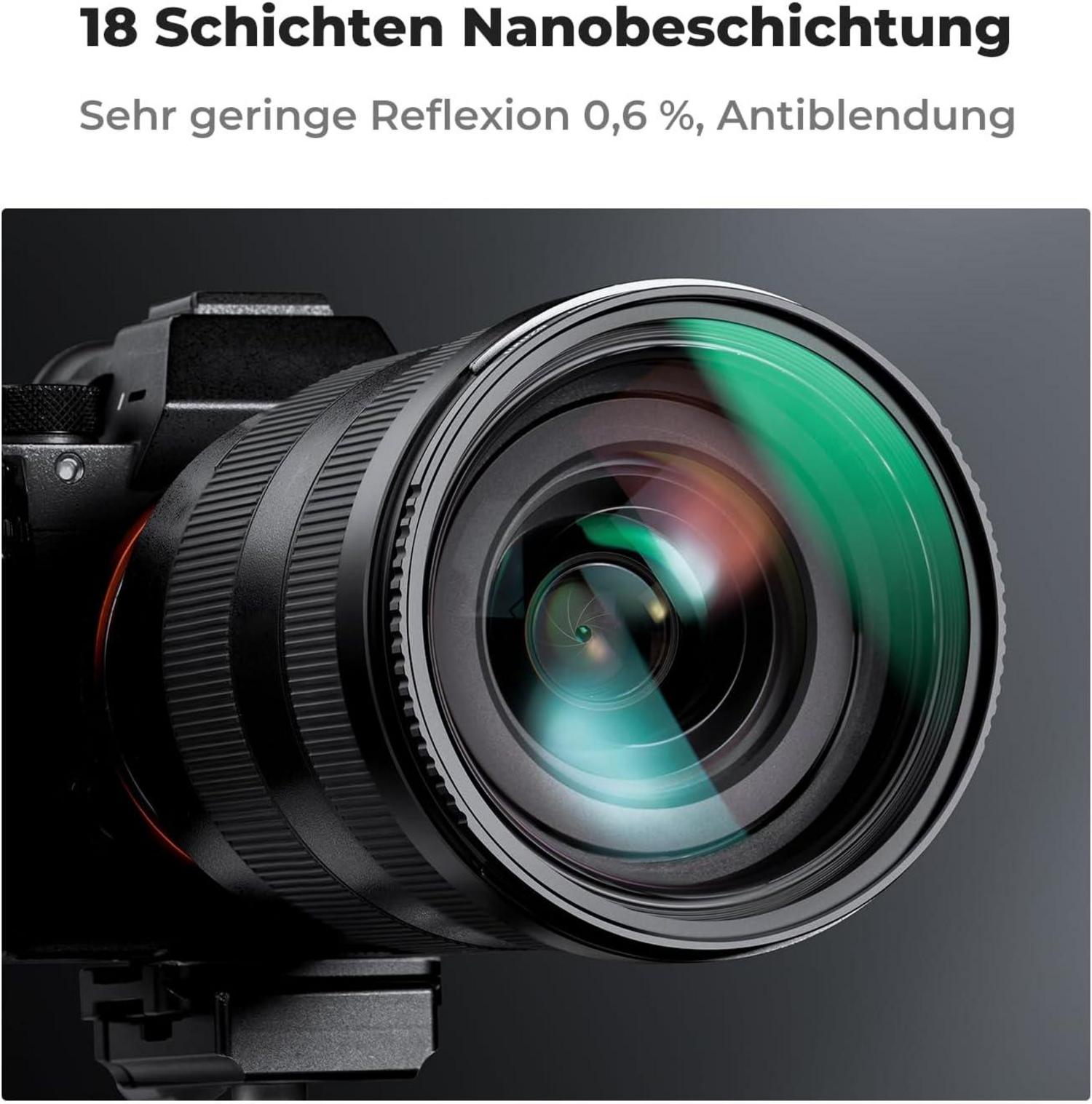 72mm UV Filter mit Objektivdeckel und Reinigungstuch