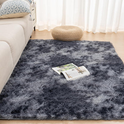 Hochflor Flauschiger Wohnzimmer Teppich Grau 160X230cm