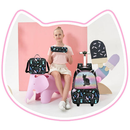 Schulranzen mit Rollen für Mädchen – Set mit Lunchtasche & Federmäppchen
