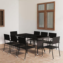 Garten Essgruppe für 8 Personen, Poly Rattan Schwarz