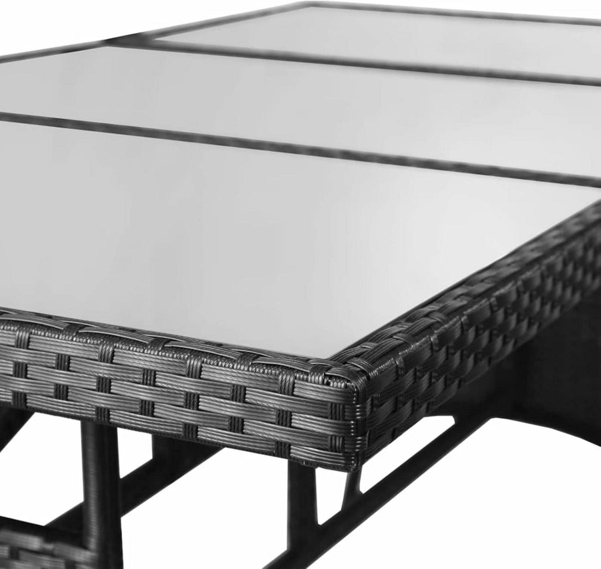 Gartenmöbel Set 9tlg. Poly Rattan Schwarz Tisch Stuhl 8 Personen