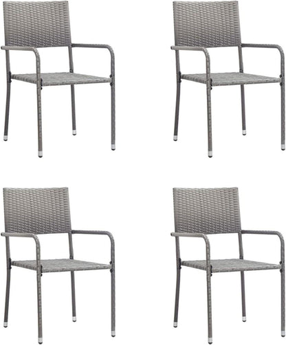 Gartenmöbel Set 5-TLG. Essgruppe Rattan Grau Terrasse